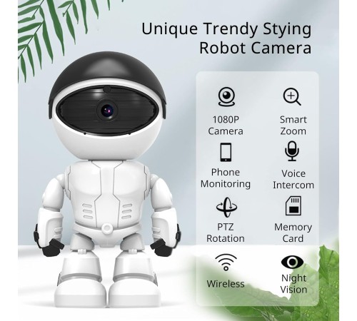 Robot Görünümlü 360 Derece Dönebilen Kablosuz Akıllı Ip Kamera A160
