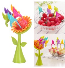 Plastik Meyve Çatal Ayçiçeği 5 Kuşlar Çatal Set