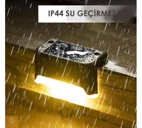 Solar Güneş Enerjili Köşebent Merdiven Veranda Bahçe Led Lamba 4 Lü Set