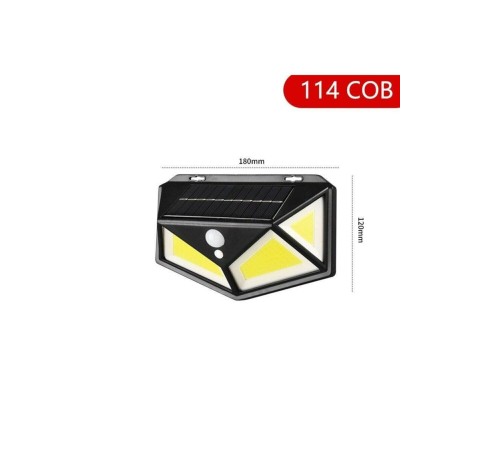 114 Ledli Solar Güneş Enerjili Bahçe Aydınlatması Hareket Sensörlü Lamba 3 Modlu Cob Led