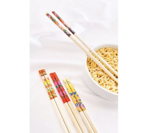 Desenli Organik Bambu Çin Çubuğu Chop Sticks 10 Çift