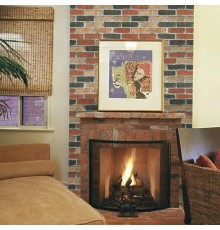 Kırmızı Tuğla Taş Desenli Kendinden Yapışkanlı 3D Duvar Raf Kapı Kaplama Kağıdı 3 Metre 60 Cm