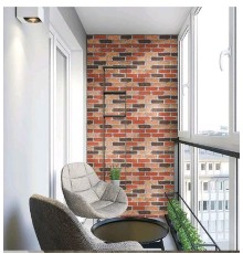 Kırmızı Tuğla Taş Desenli Kendinden Yapışkanlı 3D Duvar Raf Kapı Kaplama Kağıdı 5 Metre 60 Cm