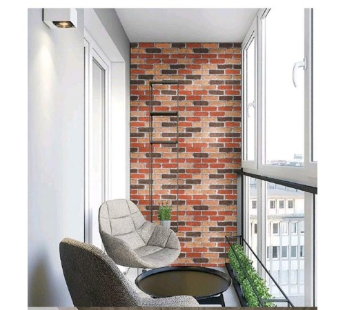 Kırmızı Tuğla Taş Desenli Kendinden Yapışkanlı 3D Duvar Raf Kapı Kaplama Kağıdı 5 Metre 60 Cm