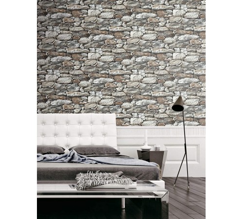 Taş Duvar Desenli Kendinden Yapışkanlı 3D Duvar Raf Kapı Kaplama Kağıdı 3 Metre 60 Cm