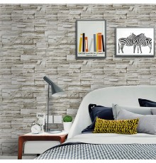 Sarı Tuğla Taş Desenli Kendinden Yapışkanlı 3D Duvar Raf Kapı Kaplama Kağıdı 3 Metre 60 Cm