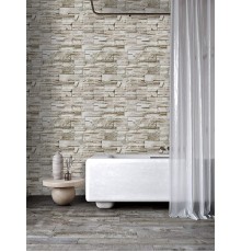 Sarı Tuğla Taş Desenli Kendinden Yapışkanlı 3D Duvar Raf Kapı Kaplama Kağıdı 5 Metre 60 Cm