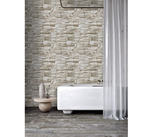 Sarı Tuğla Taş Desenli Kendinden Yapışkanlı 3D Duvar Raf Kapı Kaplama Kağıdı 5 Metre 60 Cm