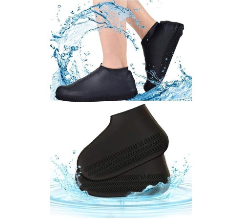 Siyah Silikon Yağmur Koruyucu Ayakkabı Kılıfı Kaymaz Su Kir Geçirmez Large (40-46)
