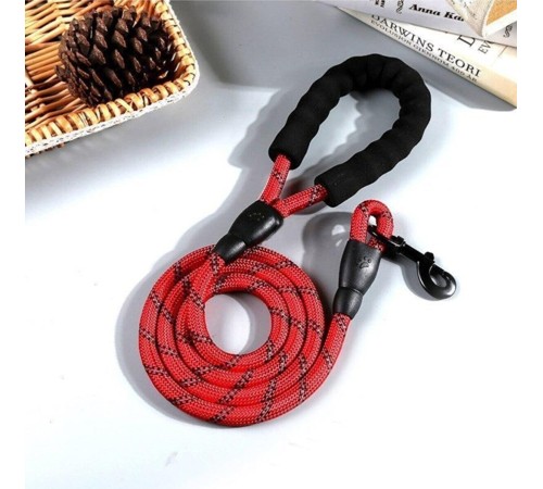 Kırmızı Gezdirme Tasması Reflektörlü Köpekler İçin 130 cm Halat Orta ve Büyük Boy Köpekler İçin