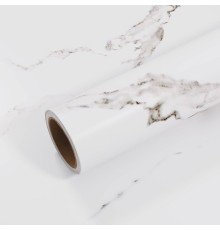 Beyaz Mermer Desenli Yapışkanlı Kaplama Kağıdı Büyük Boy 5 Metre