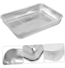 Çok Amaçlı Paslanmaz Çelik Fırın ve Saklama Kabı 25 x 20 x 5 Cm