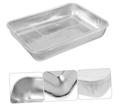 Çok Amaçlı Paslanmaz Çelik Fırın ve Saklama Kabı 25 x 20 x 5 Cm