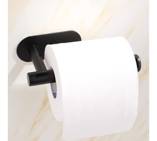Kendinden Yapışkanlı Tuvalet Kağıtlığı – Mat Siyah Modern Banyo Rulo Askısı