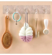 2 Adet Kendinden Yapışkanlı Güçlü Şeffaf 5li Askılık - Kapı Arkası Mutfak Duvar Banyo