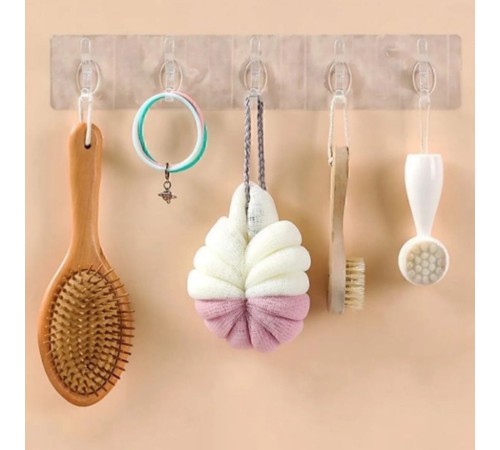 5'li Kendinden Yapışkanlı Güçlü Şeffaf Askılık - Kapı Arkası Mutfak Duvar Banyo Askı