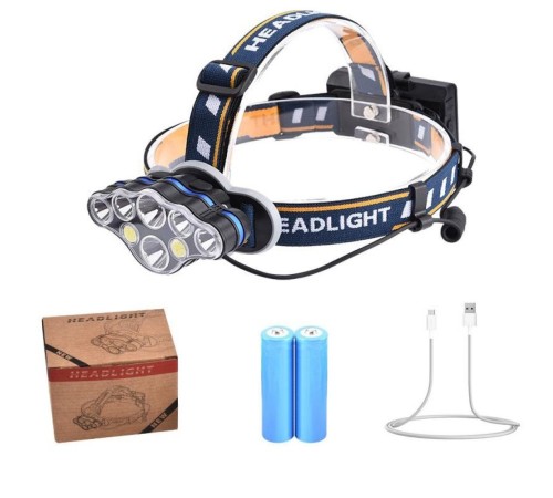 PS-888 Güçlü USB Şarj Edilebilir Profesyonel 8 Modlu 6000 Lümen 8 LED Su Geçirmez Kafa Lambası