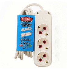 3 lü Topraklı 2 Metre Kablolu Grup Priz