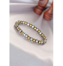 Hematit Silver Gold Renk Doğal Taş Erkek Bileklik - TJ-EB3005