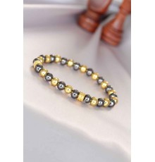 Hematit Füme Gold Renk Doğal Taş Erkek Bileklik - TJ-EB3007