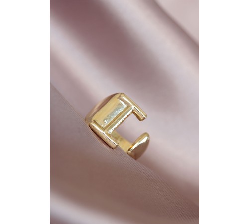 I Harfli Altın Renk Ayarlamalı Metal Kadın Yüzük - TJ-BYK1572