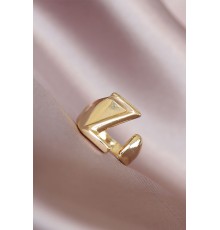Z Harfli Altın Renk Ayarlamalı Metal Kadın Yüzük - TJ-BYK1575