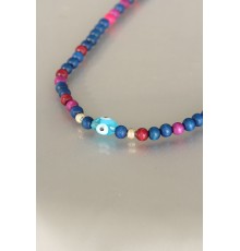 Lacivert Renk Tahta Boncuklu Kadın Kolye - TJ-BKO5147