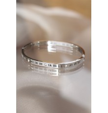 316L Çelik Roma Rakamlı Silver Renk Bilezik Kelepçe - TJ-BB3566