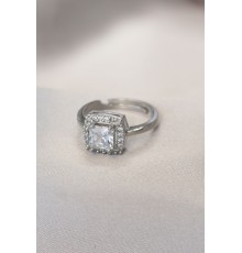 Gümüş Renk Baget ve Zirkon Taşlı Kare Yüzük - TJ-BYK1740