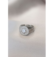 Gümüş Renk Zirkon Taşlı Plaka Yıldız Yüzük - TJ-BYK1745