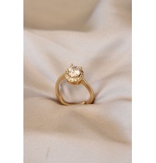 Gold Renk Tektaş Tasarımlı Ayarlamalı Metal Yüzük - TJ-BYK1759