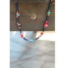 Yeni Sezon Nazar Boncuk Figürlü Renkli Taş ve Boncuklu Kolye - TJ-BKO5349