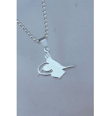 Çelik Uçlu Tuğra Tasarımlı Gümüş Renk Zincir Kolye - TJ-ERK1113
