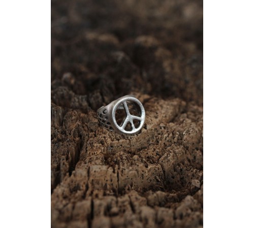Barış İşareti Tasarımlı Ayarlamalı Erkek Yüzük - TJ-EY363