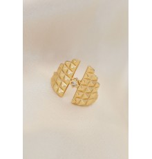Ayarlamalı Gold Renk Metal Zirkon Taşlı Piramit Yüzük - TJ-BYK2021