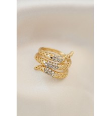 Ayarlamalı Altın Renk Metal Zirkon Taşlı Yüzük - TJ-BYK2040