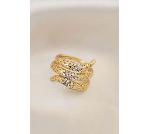 Ayarlamalı Altın Renk Metal Zirkon Taşlı Yüzük - TJ-BYK2040