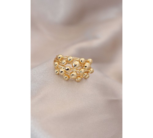 Ayarlamalı Gold Renk Metal Bombeli Boluncuk Model Yüzük - TJ-BYK2060