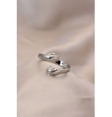 Ayarlamalı Gümüş Renk Metal Sarılan Eller Model Yüzük - TJ-BYK2061