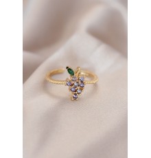 Ayarlamalı Altın Renk Metal Renkli Zirkon Taşlı Üzüm Yüzük - TJ-BYK2085