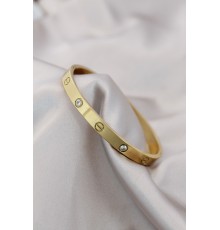 316L Çelik Gold Renk Zirkon Taşlı Bileklik - TJ-BB4119