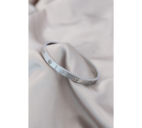 Çelik Gümüş Renk Zirkon Taşlı Bileklik - TJ-BB4120