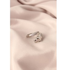 Gümüş Renk Metal Zirkon Taşlı Kaplan Model Ayarlanabilir Kadın Yüzük - TJ-BYK2153