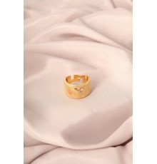 Gold Renk Metal Zirkon Taşlı Kalp Model Ayarlanabilir Kadın Yüzük - TJ-BYK2163