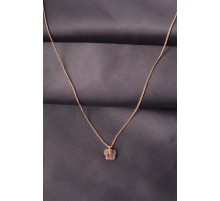 Gold Renk Metal Zirkon Taşlı Pembe Minimal Detaylı Kadın Kolye - TJ-BKO6016