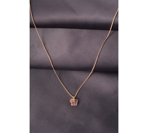 Gold Renk Metal Zirkon Taşlı Pembe Minimal Detaylı Kadın Kolye - TJ-BKO6016