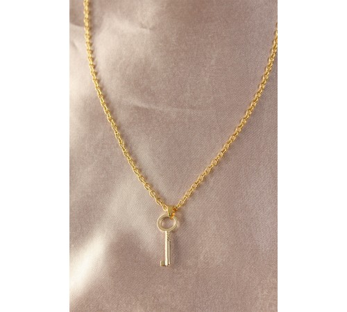 Gold Renk Metal Anahtar Detay Kadın Kolye - TJ-BKO6032