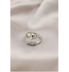 Gümüş Renkli Metal Kaplan Model Zirkon Taşlı Kadın Yüzük - TJ-BYK2209