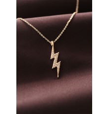 Zirkon Taşlı Şimşek Tasarımlı Kadın Kolye - TJ-BKO6171