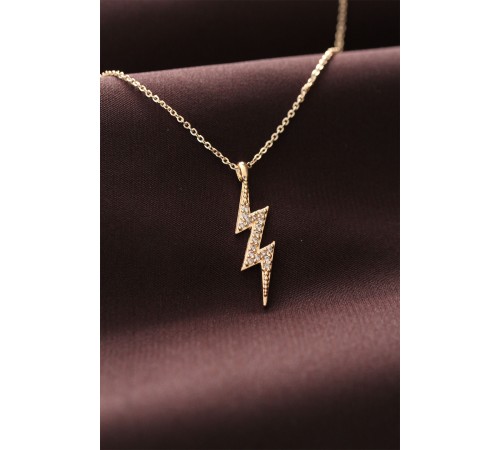 Zirkon Taşlı Şimşek Tasarımlı Kadın Kolye - TJ-BKO6171